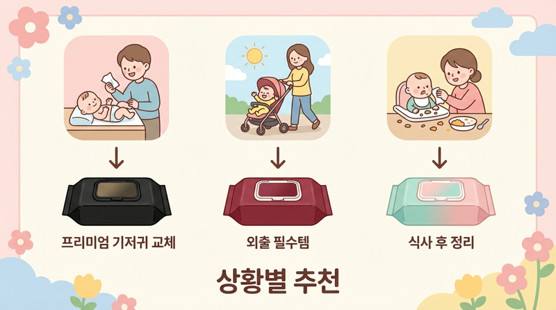 아기물티슈 상황별 추천 기저귀 교체 외출 식사