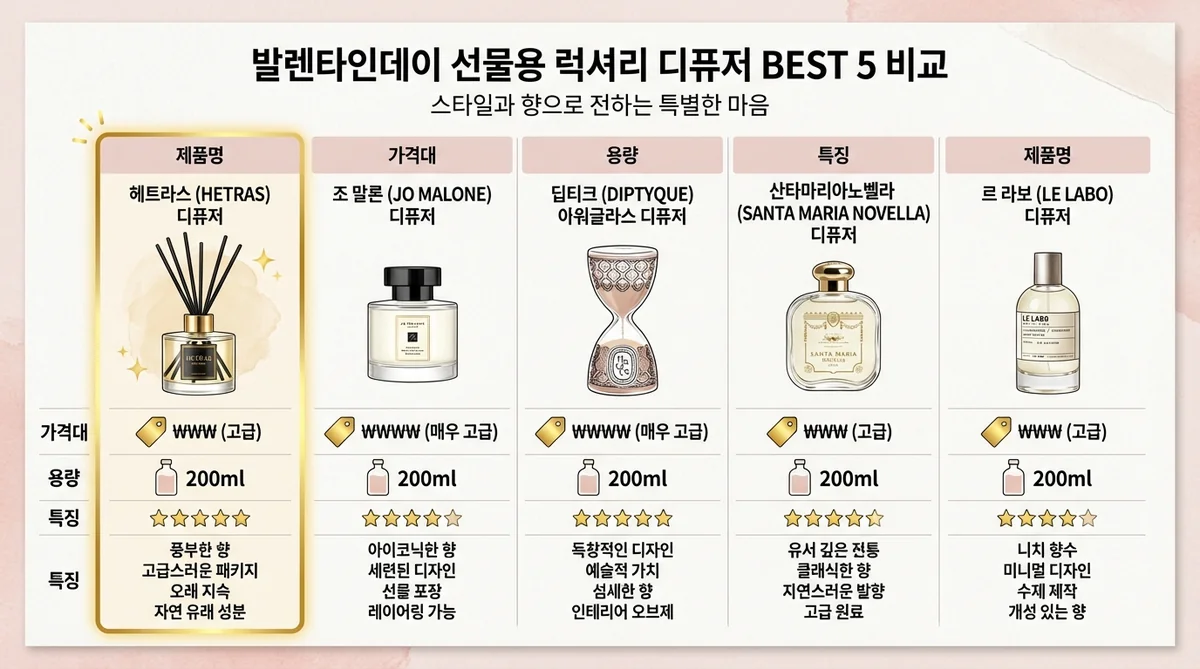 발렌타인 디퓨저 선물 추천 TOP5 가격 비교표