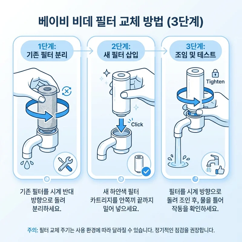 아기비데 필터 교체 방법 3단계