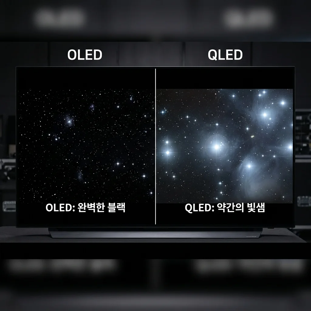 OLED QLED 블랙 표현 비교
