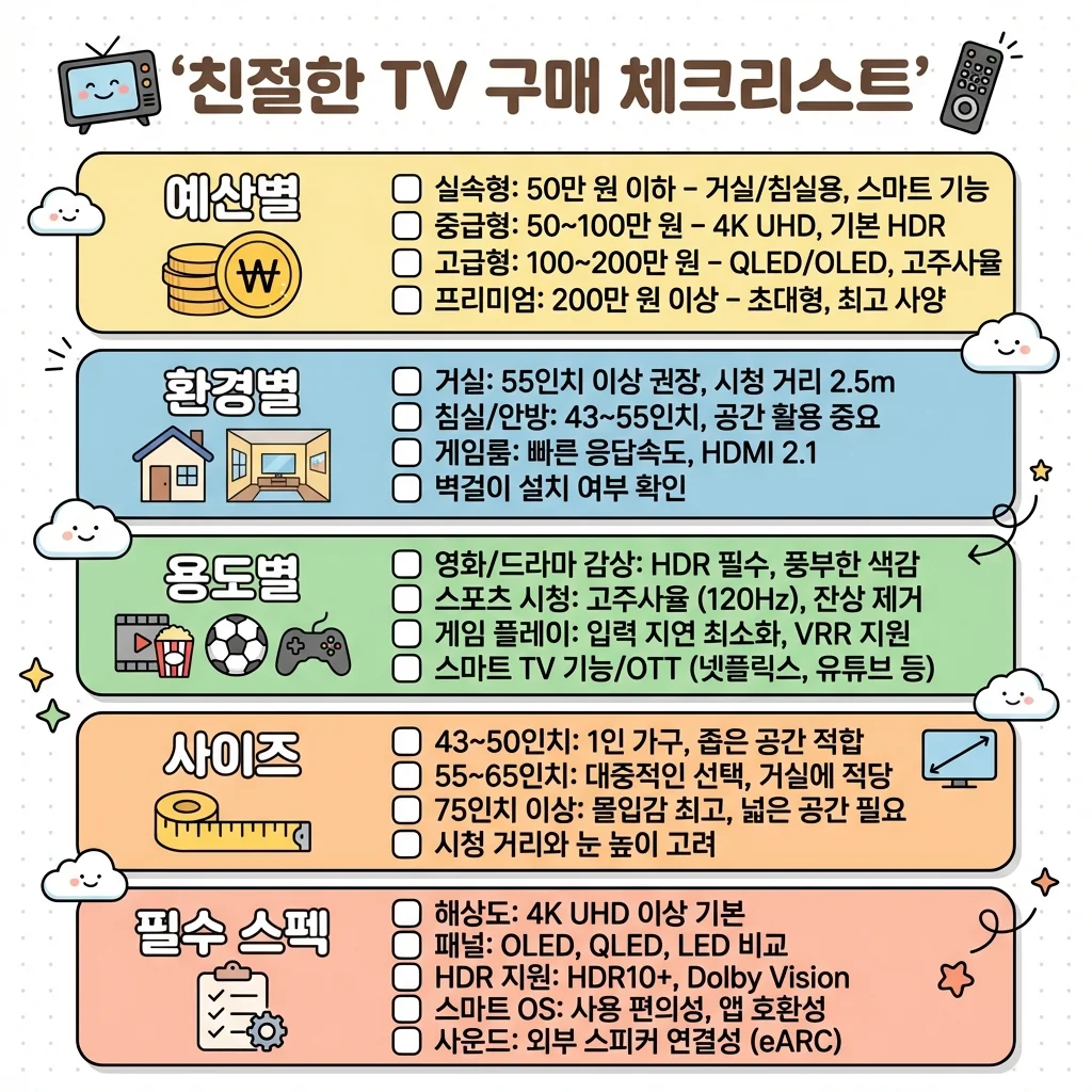 TV 구매 가이드 체크리스트