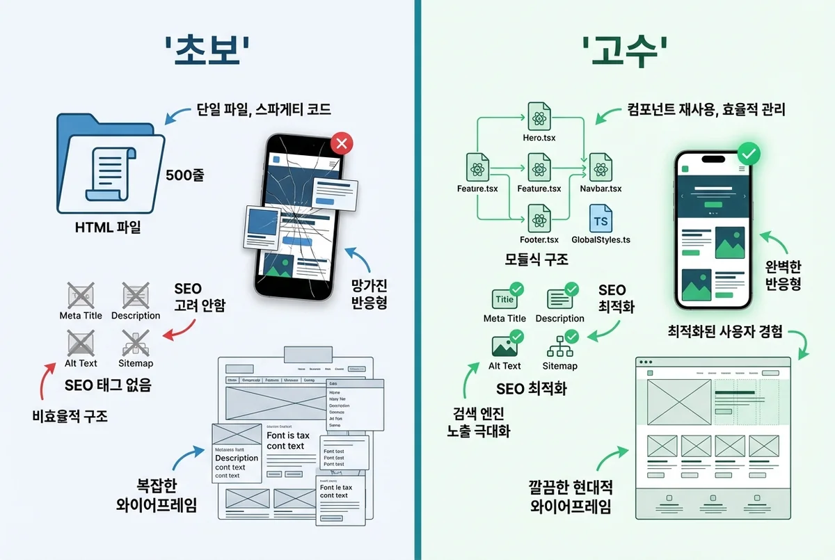 초보와 고수의 바이브 코딩 결과 차이
