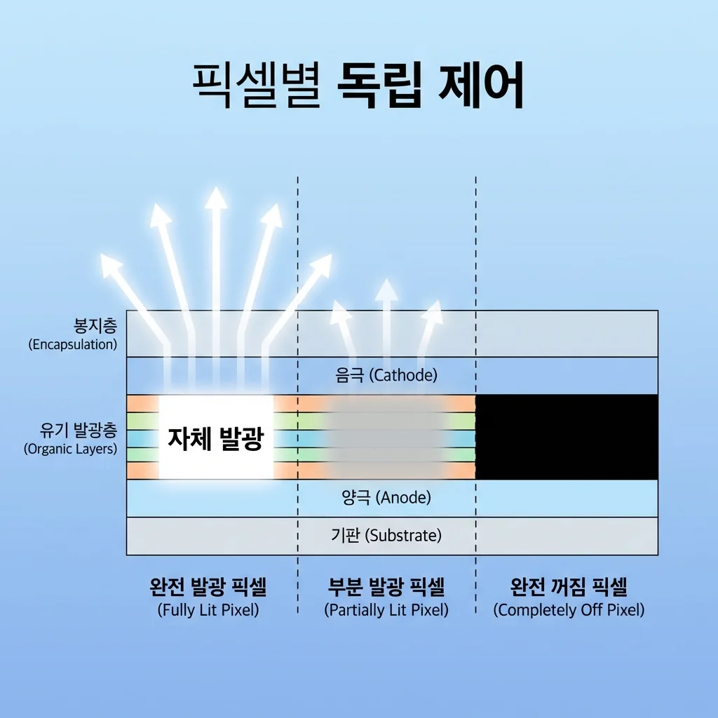OLED 자체발광 원리 구조도