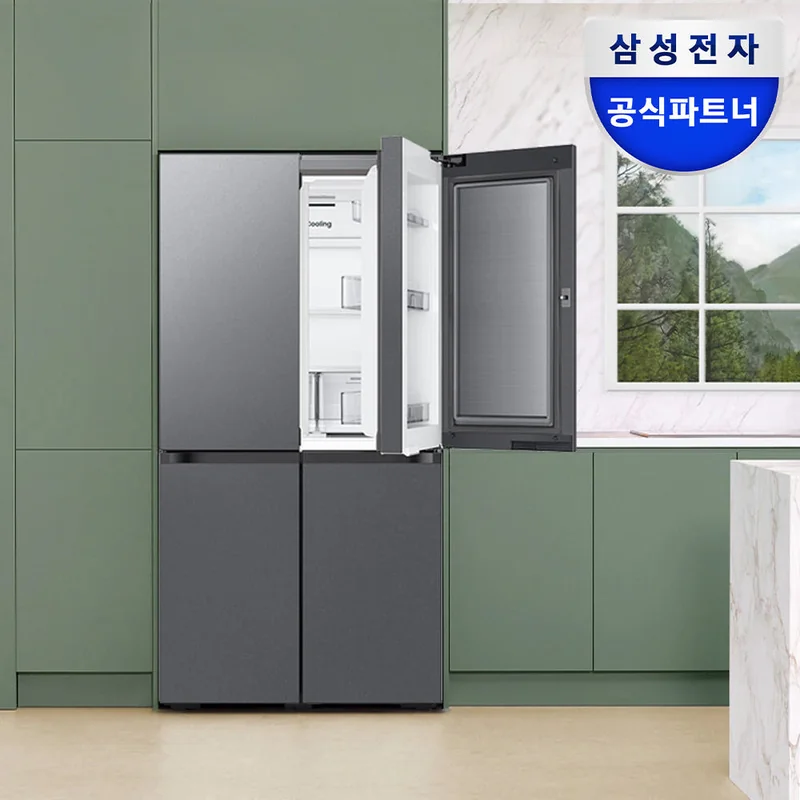 삼성 비스포크 AI 냉장고 4도어 다크메탈 실제 모습