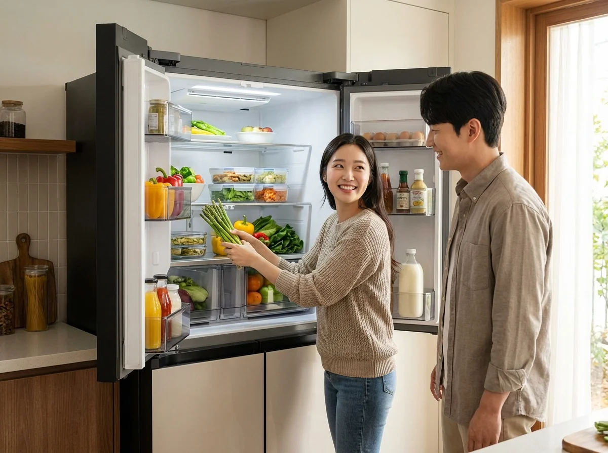 비스포크 냉장고 사용하는 신혼부부