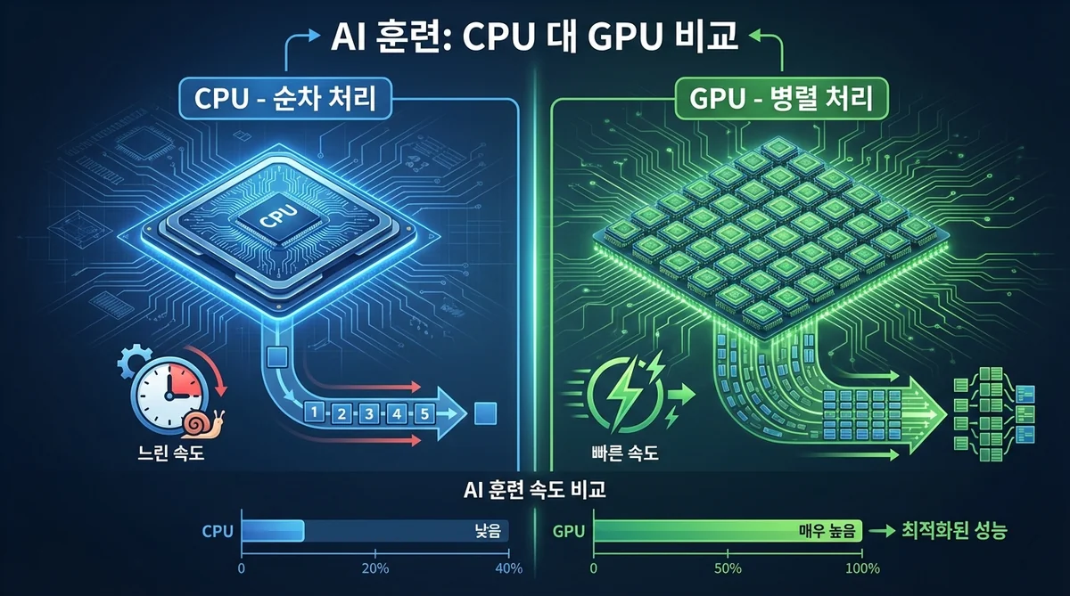 GPU와 CPU 성능 비교 인포그래픽