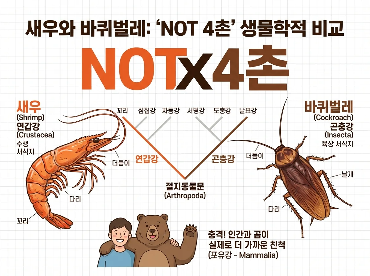 새우 바퀴벌레 4촌 유연관계