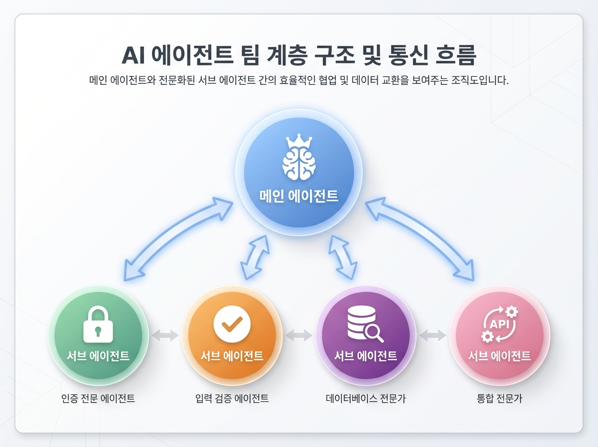 AI 에이전트 팀 구조 - 메인 에이전트와 서브 에이전트 협업