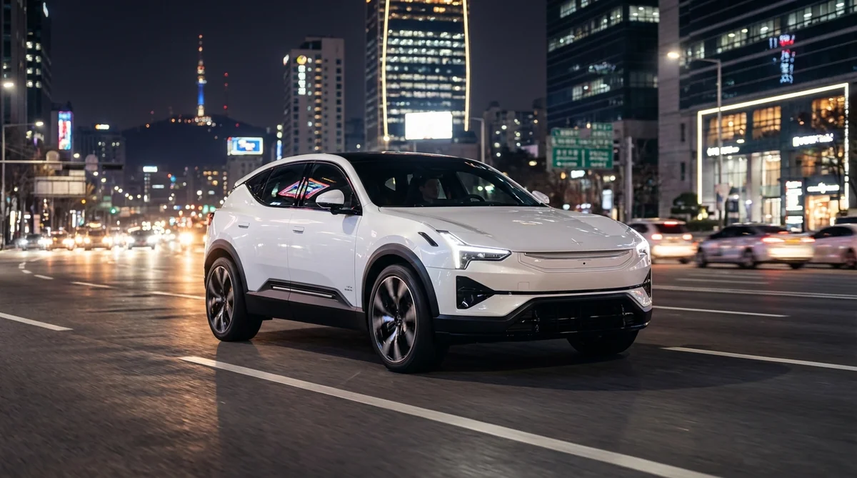 폴스타3 전기 SUV 서울 야경 주행 모습