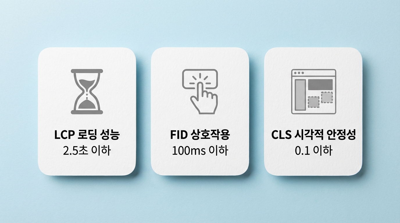 Core Web Vitals LCP FID CLS 성능 지표