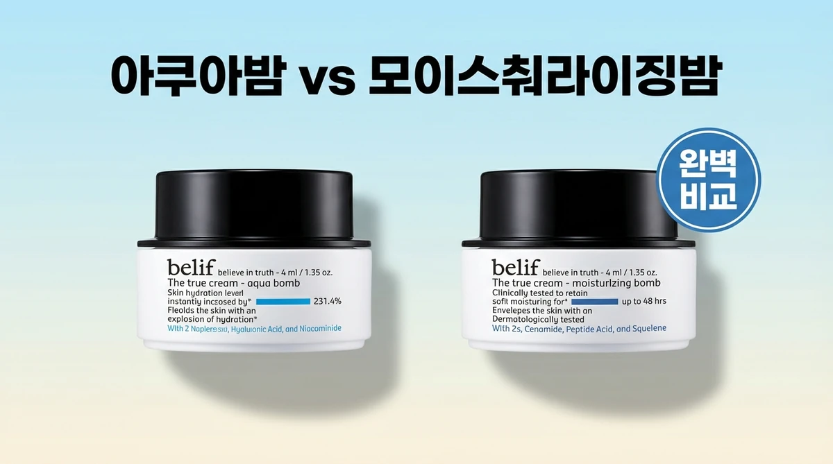 빌리프 수분크림 아쿠아밤 vs 모이스춰라이징밤 완벽 비교