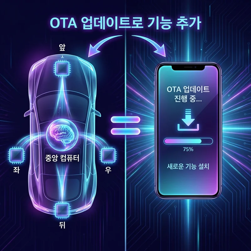 테슬라 조널 아키텍처 OTA 업데이트 비유 일러스트