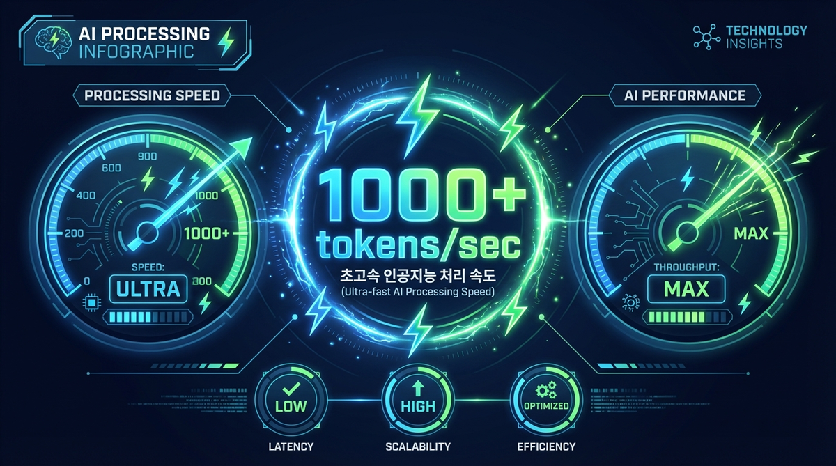 GPT 5.3 코덱스 스파크의 초당 1000+ 토큰 처리 속도를 보여주는 인포그래픽