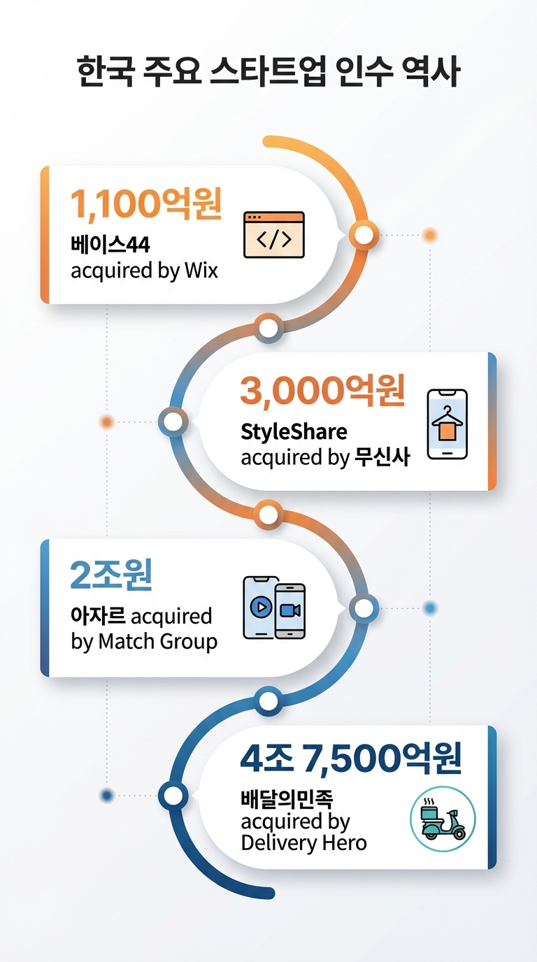 국내 주요 스타트업 인수 역사 타임라인