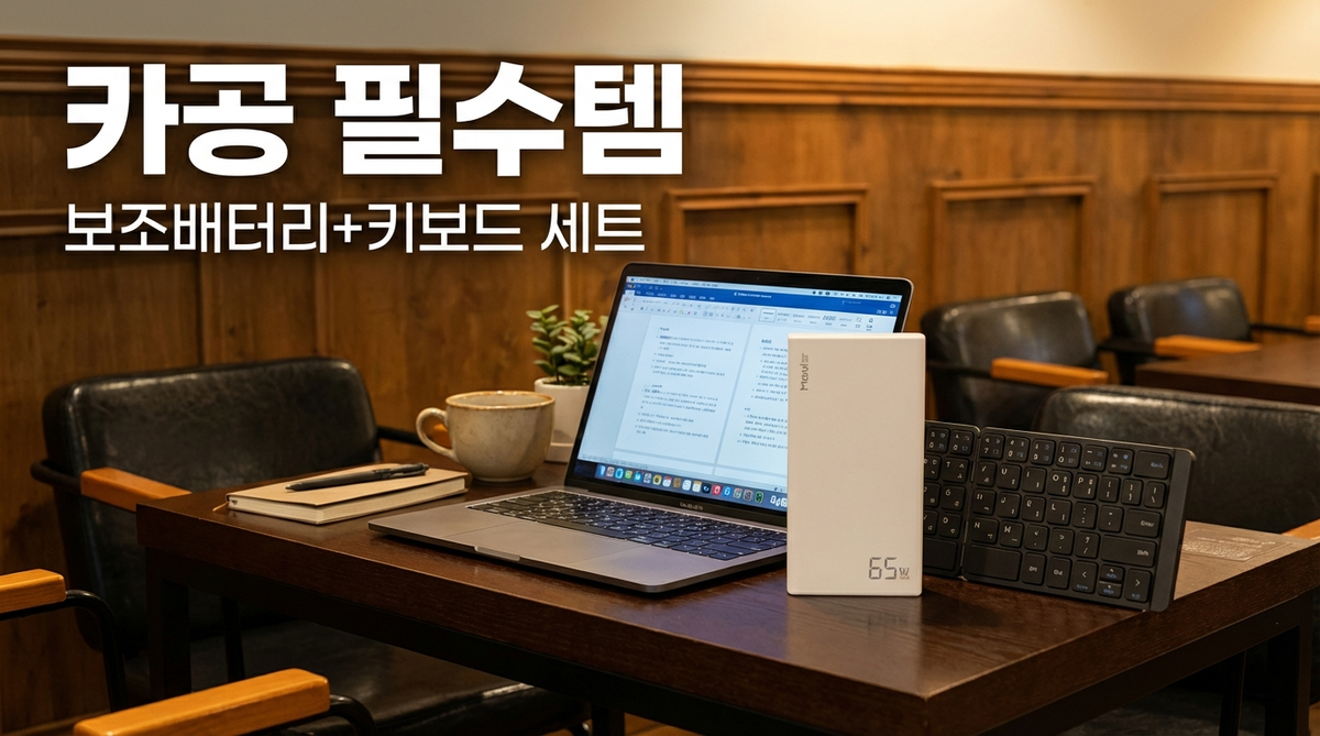 카공 필수템 보조배터리 키보드 카페 공부 필수 아이템