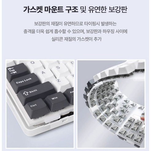독거미 F87 Pro 가스켓 마운트 구조 상세, 유연한 보강판 휘어지는 장면