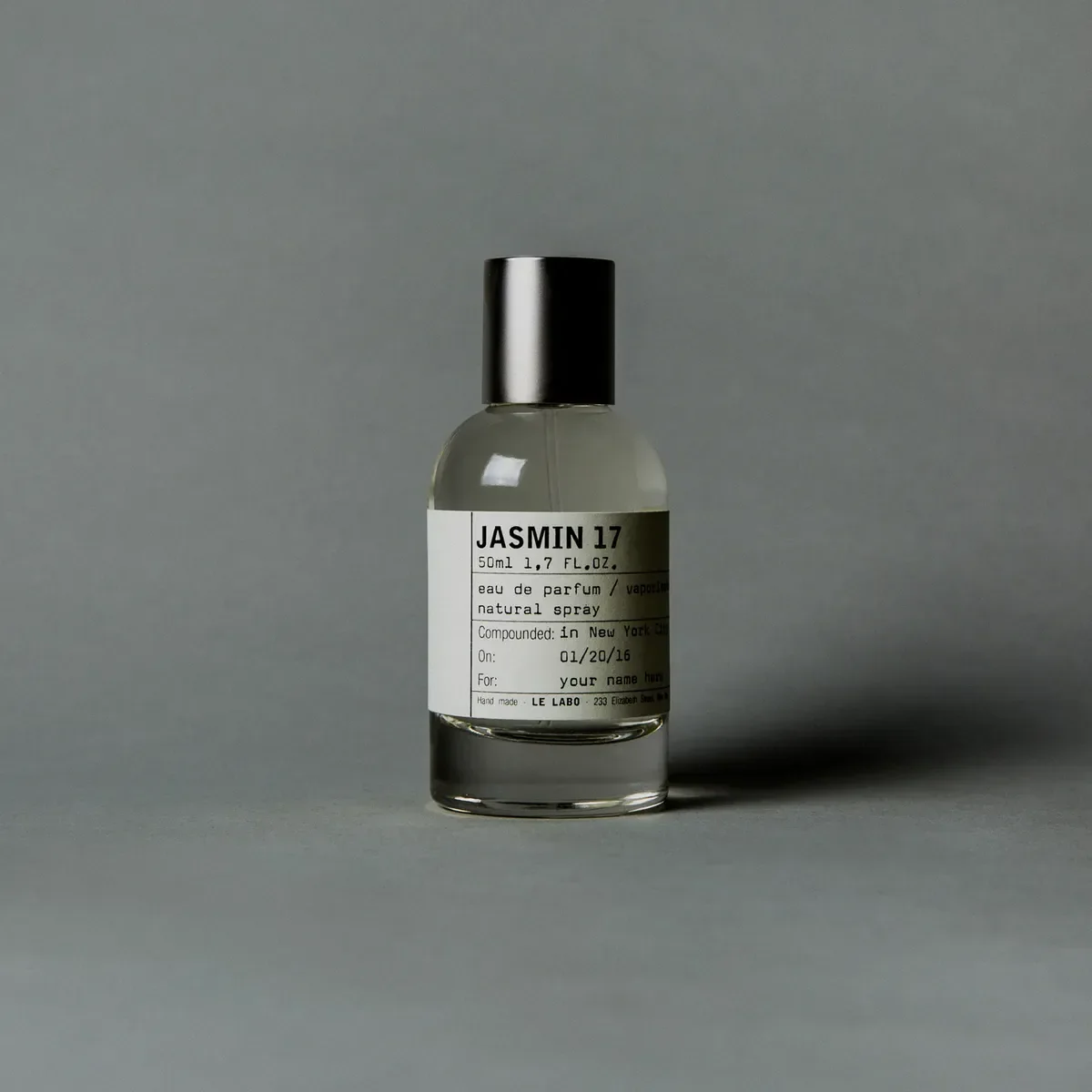르라보 자스민 17 EDP 50ml 공식 제품 사진 회색 배경