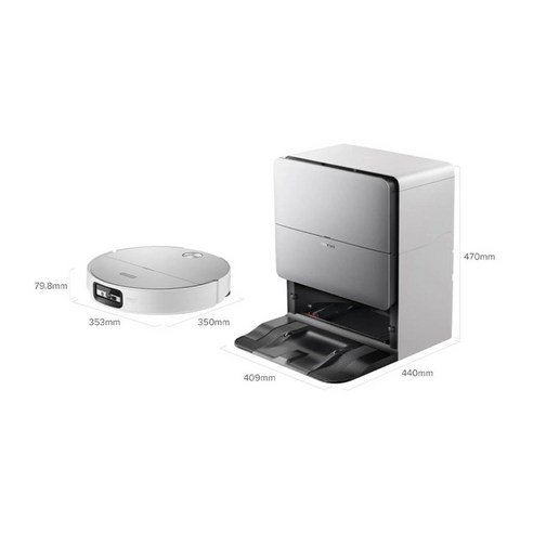 로보락 S10 MaxV Ultra 본체 353x350x79.8mm 도크 440x409x470mm 실제 치수 스펙