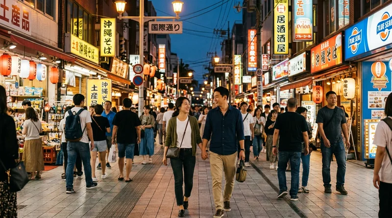 오키나와 국제거리 야경, 나하 국제거리 저녁 풍경