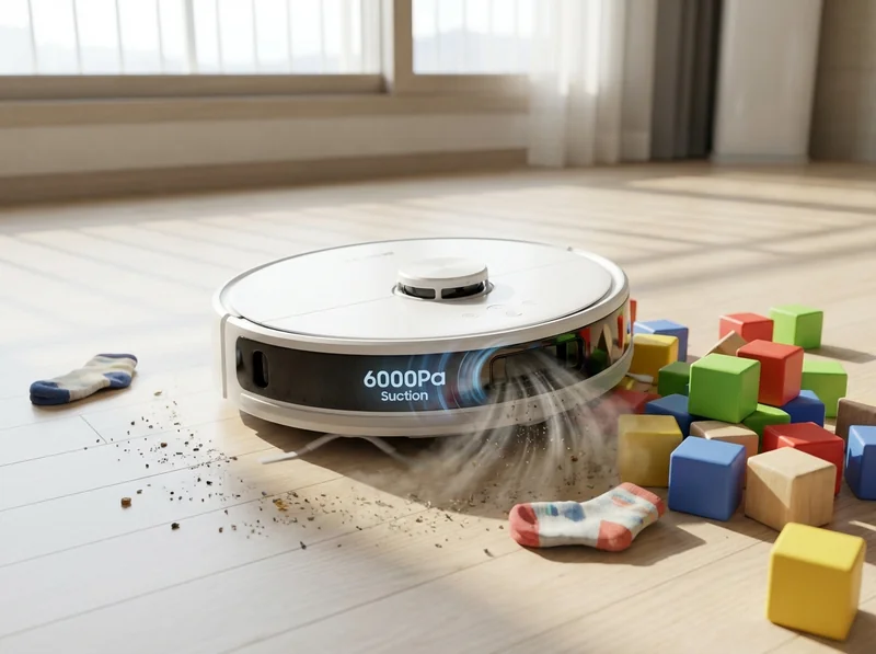 비스포크 로봇청소기가 장애물을 피해 청소하는 모습