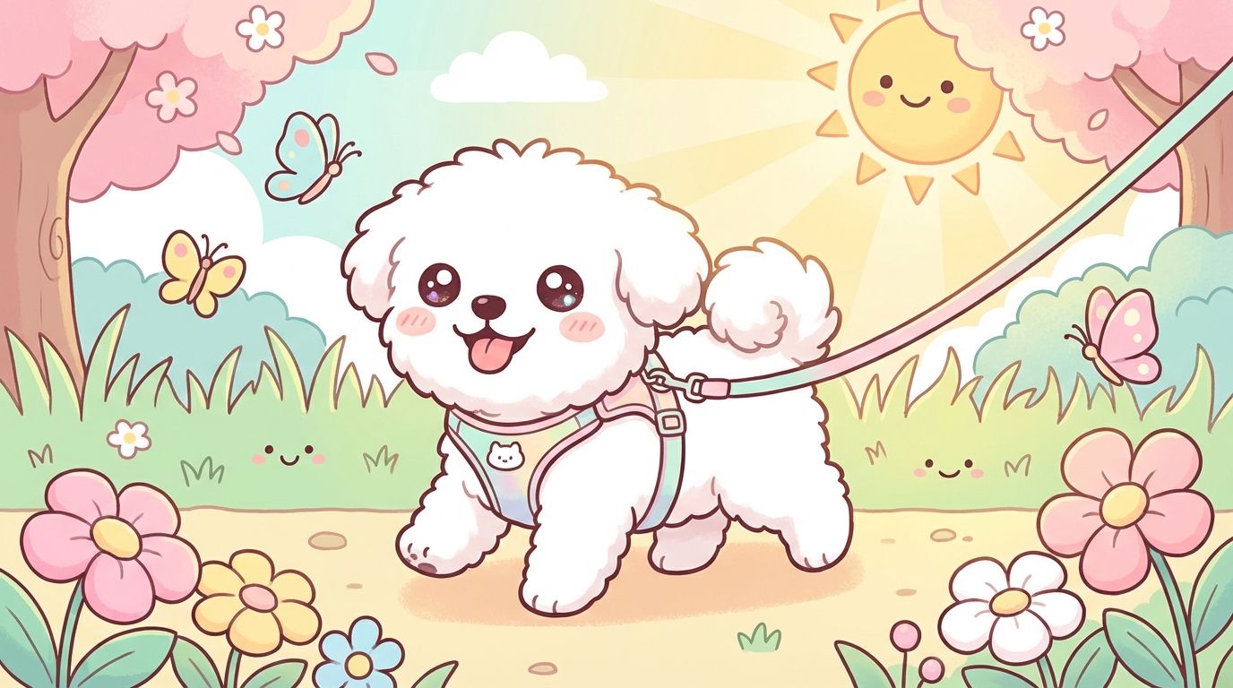 즐거운 산책하는 강아지