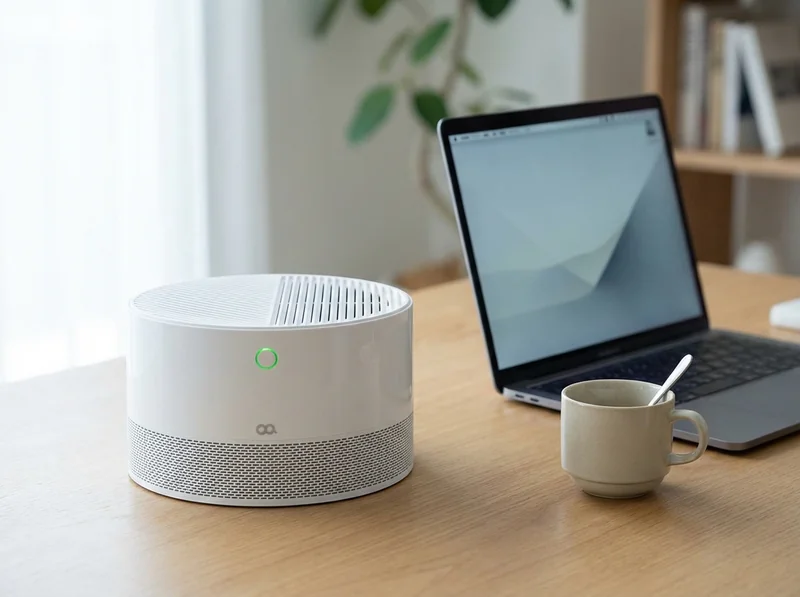 탁상용 공기청정기 오아 퓨어 미니 책상 위 사용 모습