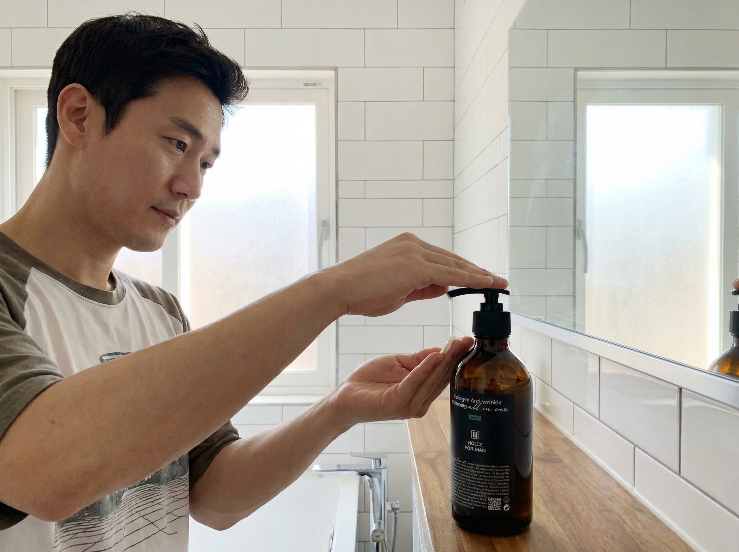 홀츠포맨 남자 콜라겐 올인원 사용 장면