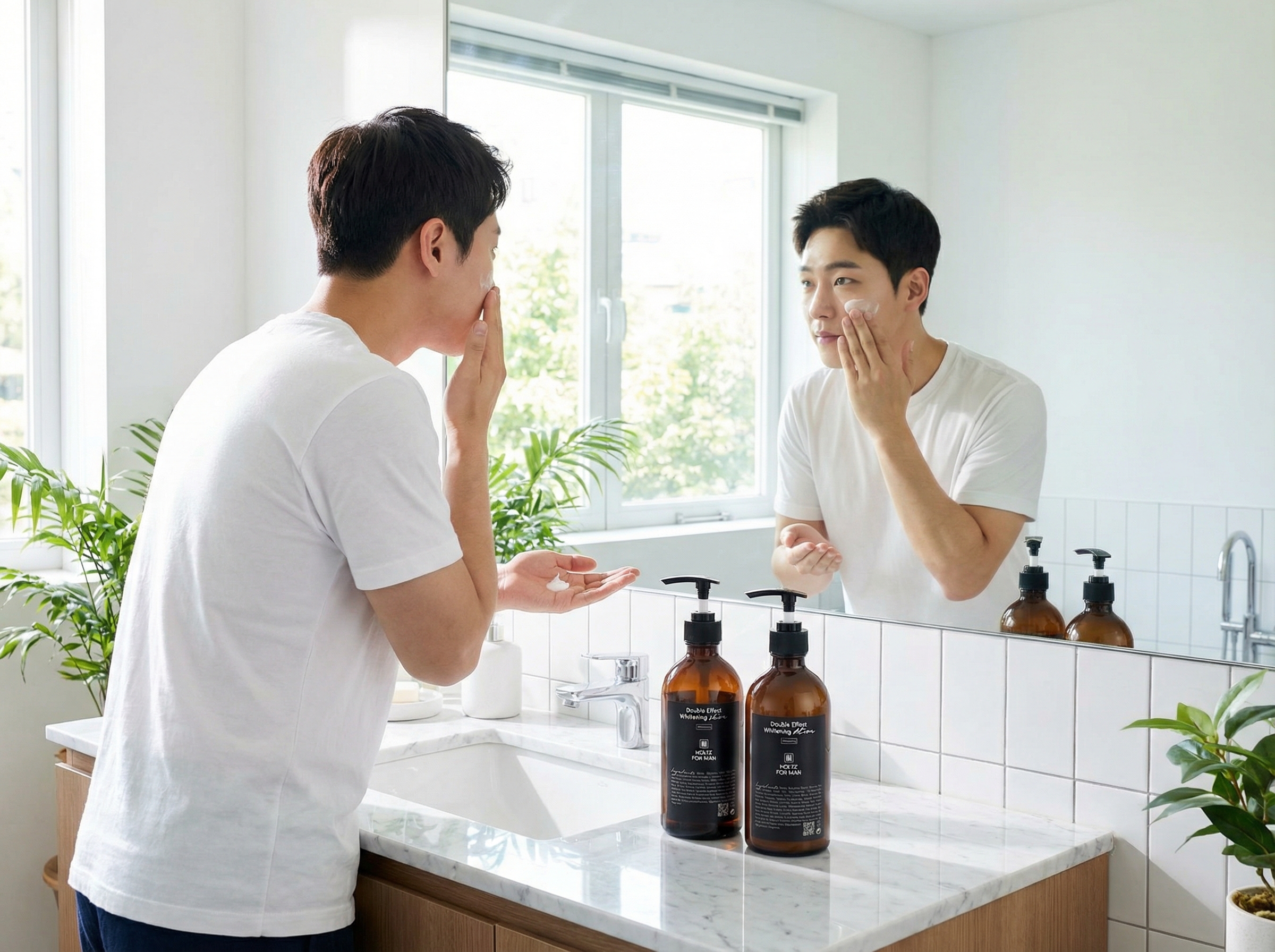 홀츠포맨 화이트닝 2종 세트 사용 장면